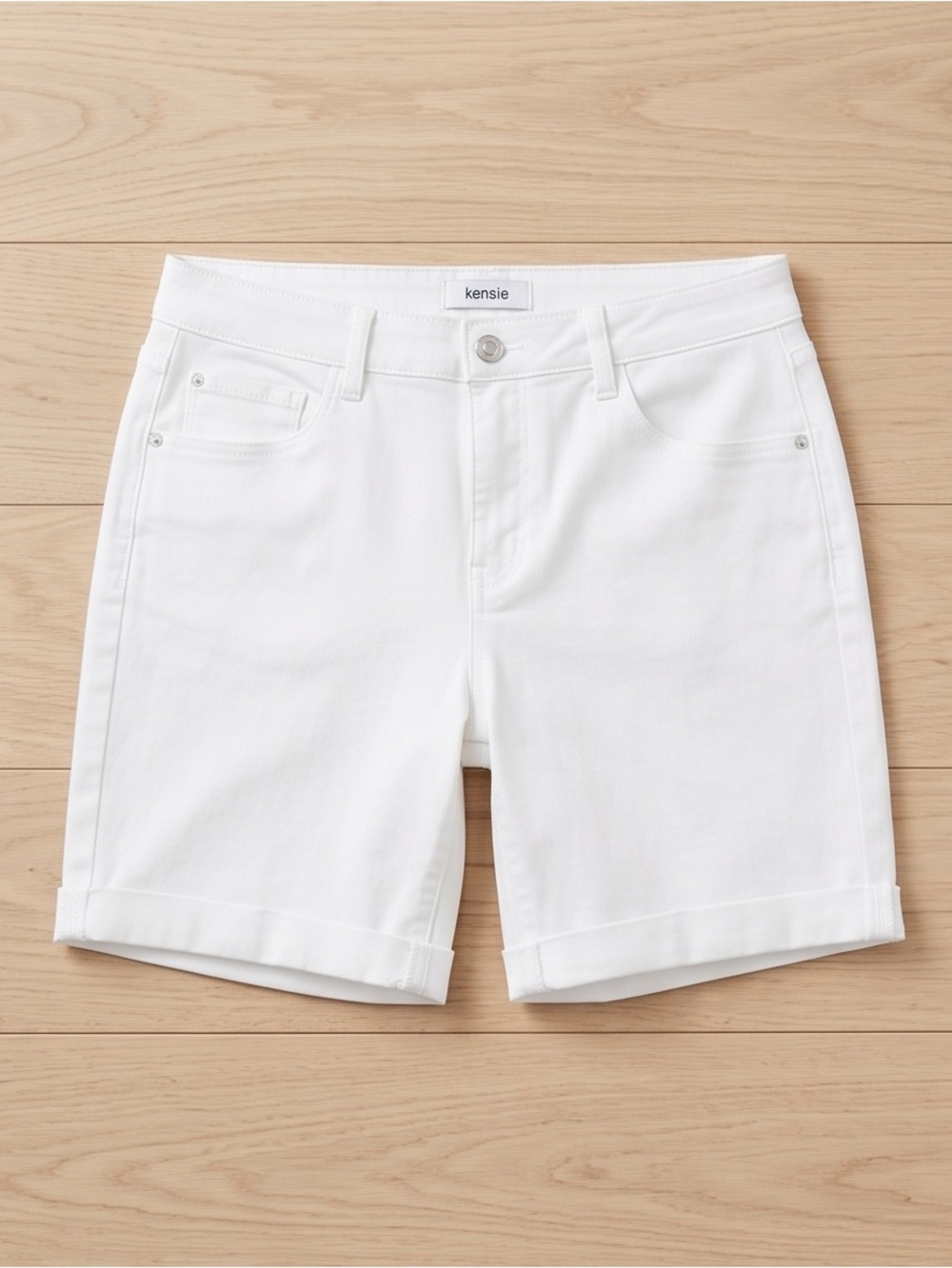 Kensie White Roll-Hem Bermuda Shorts